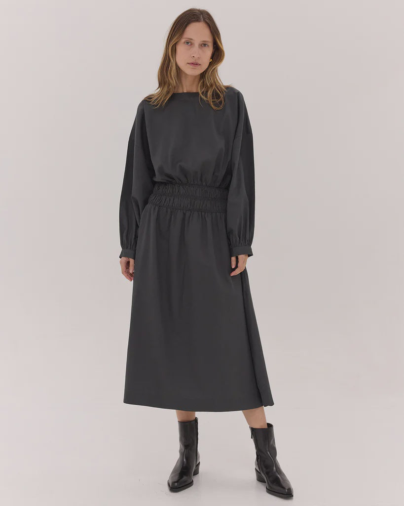 The Billow Sleeve Winter Dress / Carbon