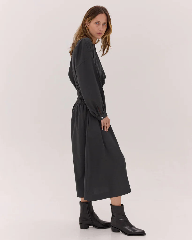 The Billow Sleeve Winter Dress / Carbon