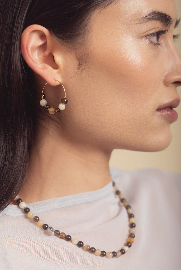 Montana Hoops - Moss Agate & Smokey Quartz