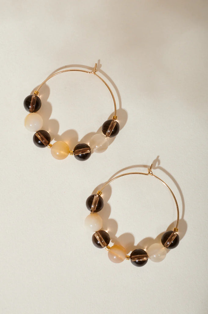 Montana Hoops - Moss Agate & Smokey Quartz
