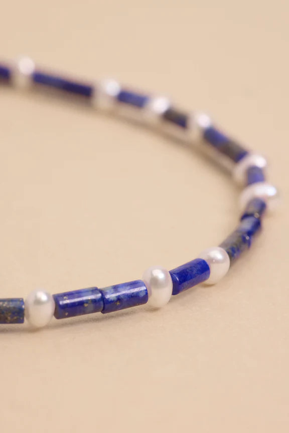 Riverbed Necklace - Lapis Lazuli & Freshwater Pearls