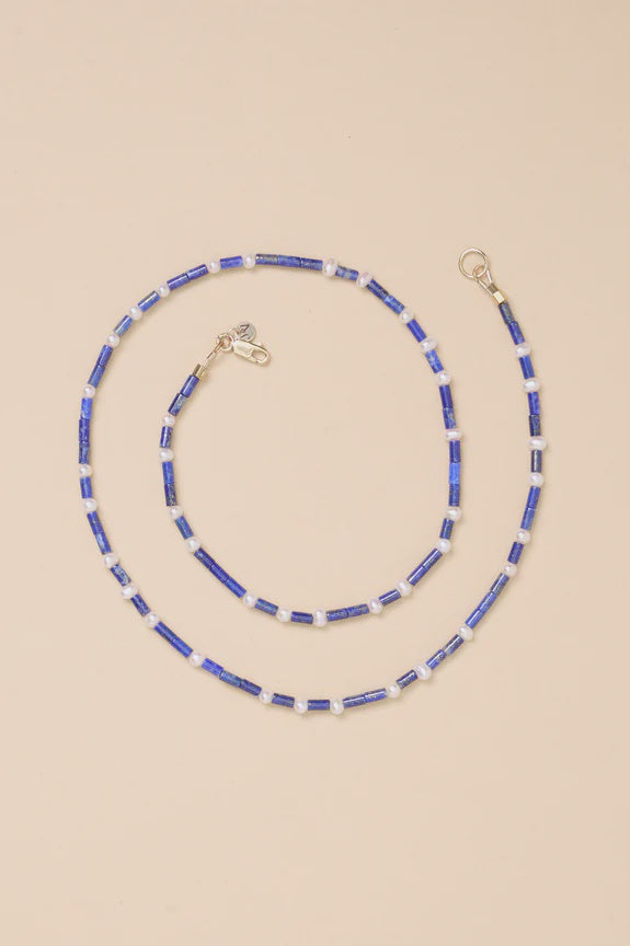 Riverbed Necklace - Lapis Lazuli & Freshwater Pearls