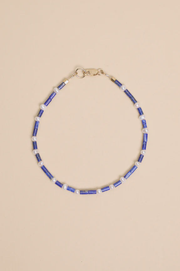 Riverbed Bracelet - Lapis Lazuli & Freshwater Pearls