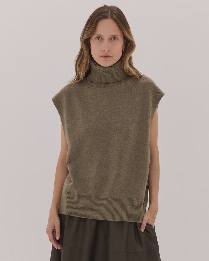 The Roll Neck Vest - Breen