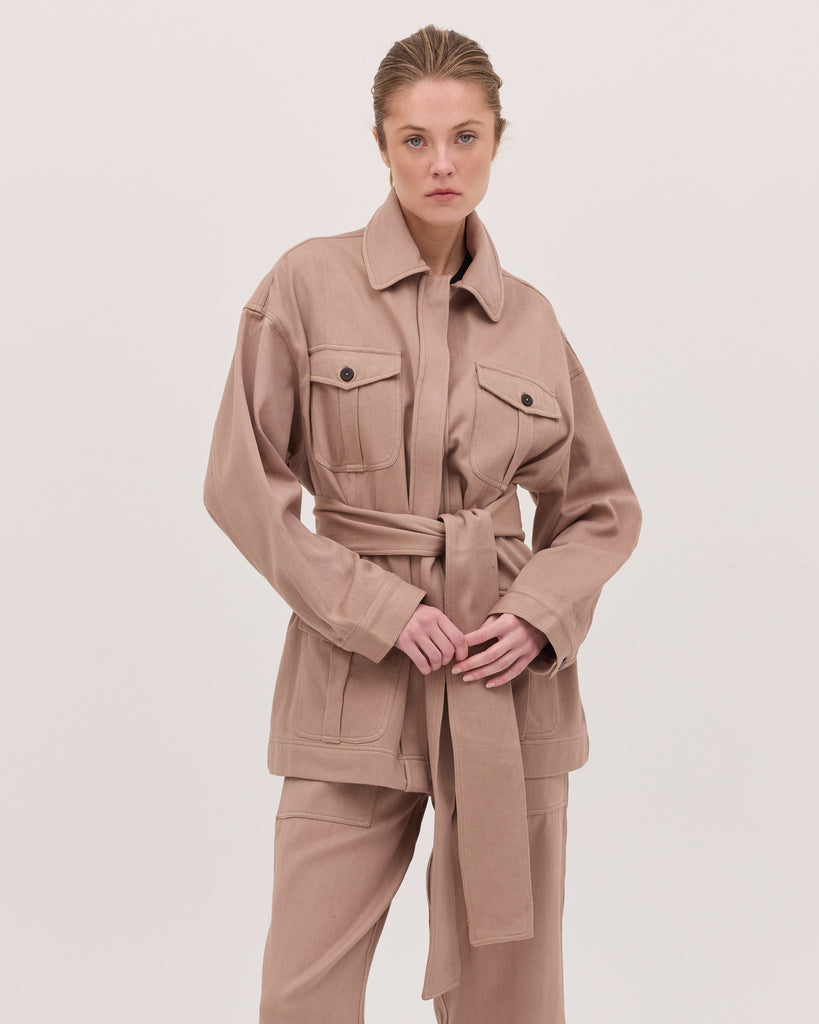 The Denim Safari Jacket - Mocha