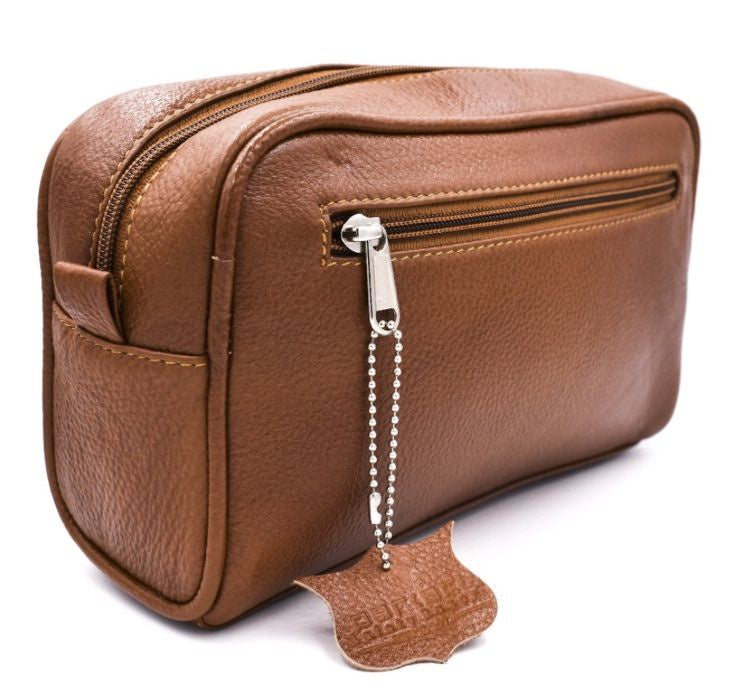 Leather Toiletry Bag - Saddle Brown