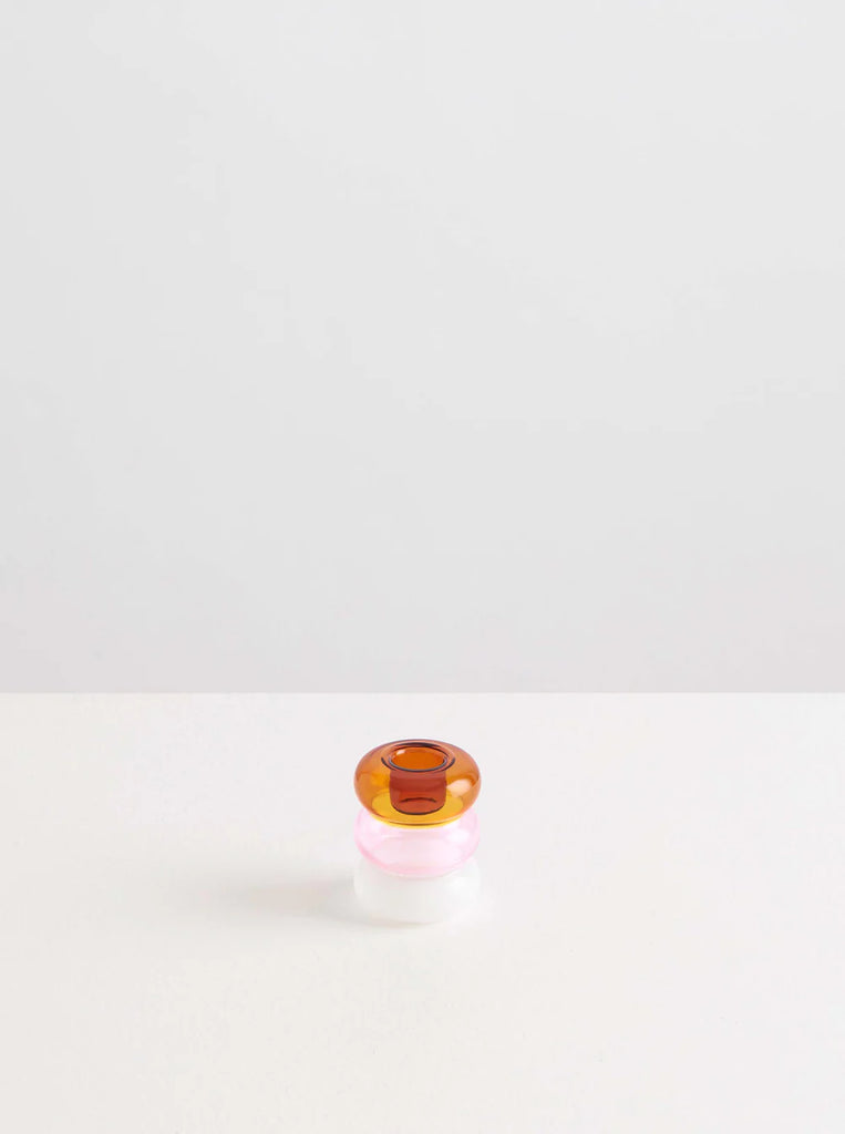 Petite Pauline Candle Holder - Amber, Pink & White