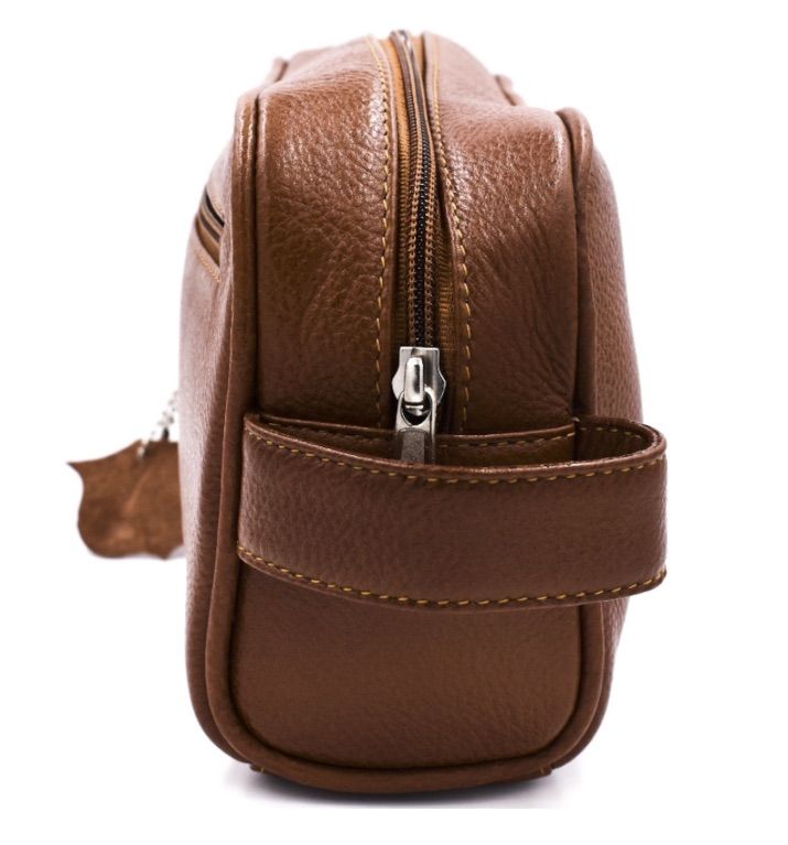 Leather Toiletry Bag - Saddle Brown