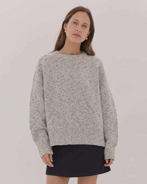 The Billow Sleeve Jumper - Black Fleck