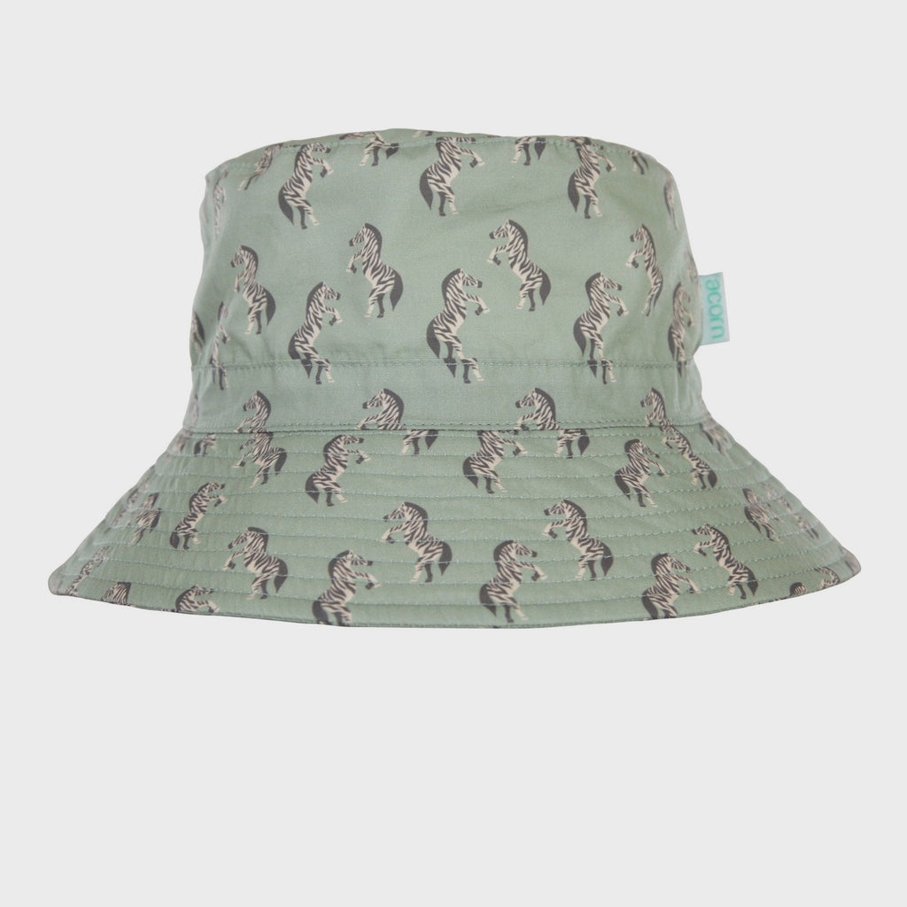 Wide Brim Bucket Hat - Dancing Zebra