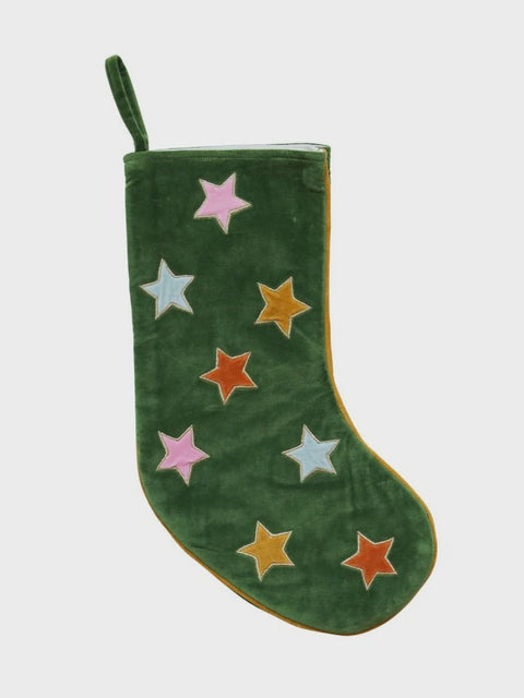 Christmas Stocking - Green Velvet Star (Pre Order)