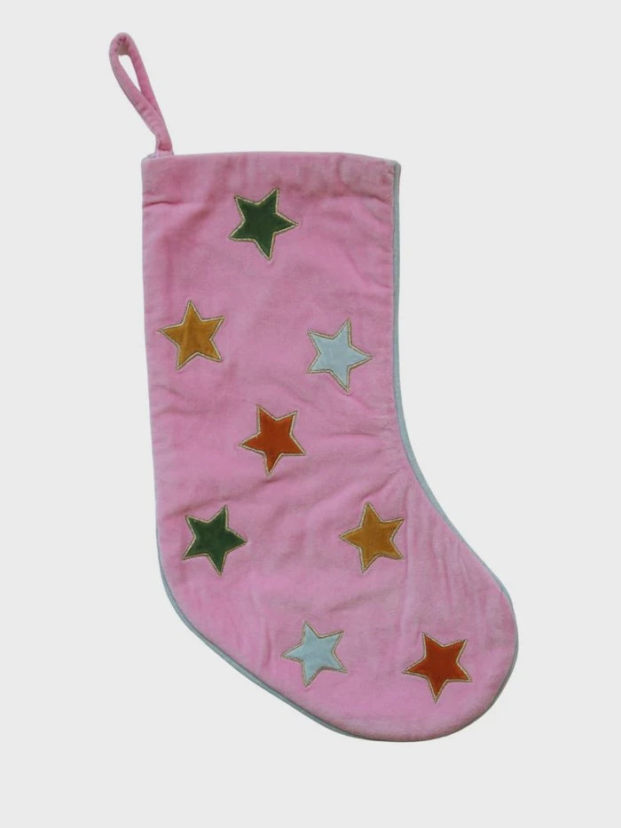 Christmas Stocking - Pink Velvet Star (Pre Order)