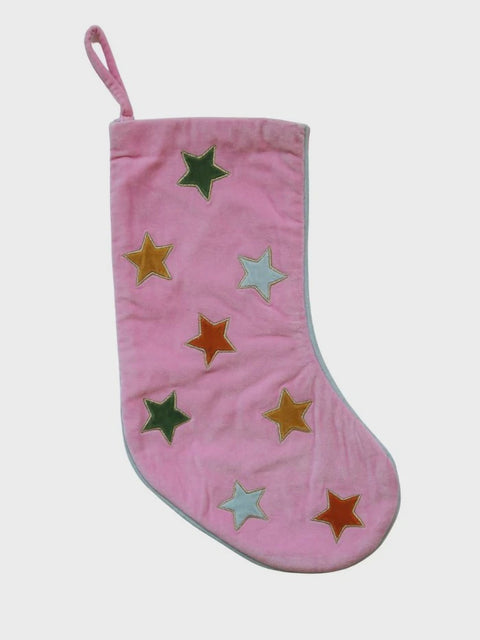 Christmas Stocking - Pink Velvet Star (Pre Order)
