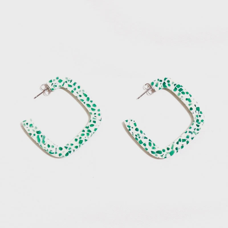 Hoop Earrings - Mint Terrazzo