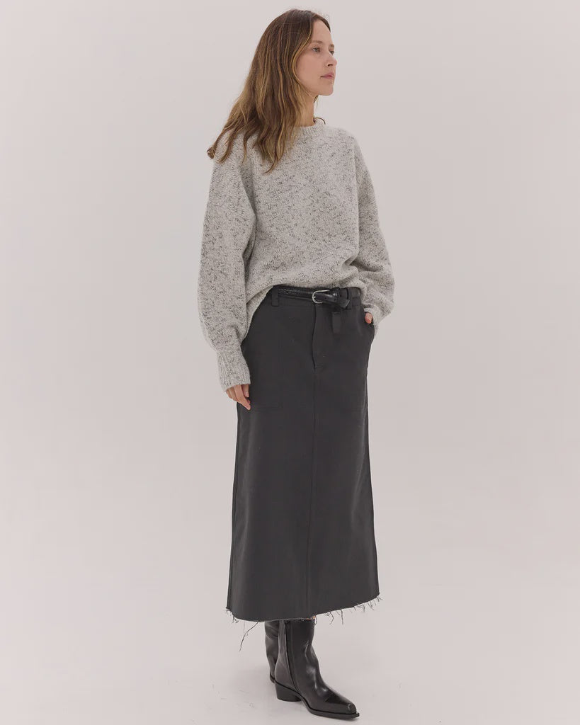 The Long Denim Skirt / Carbon
