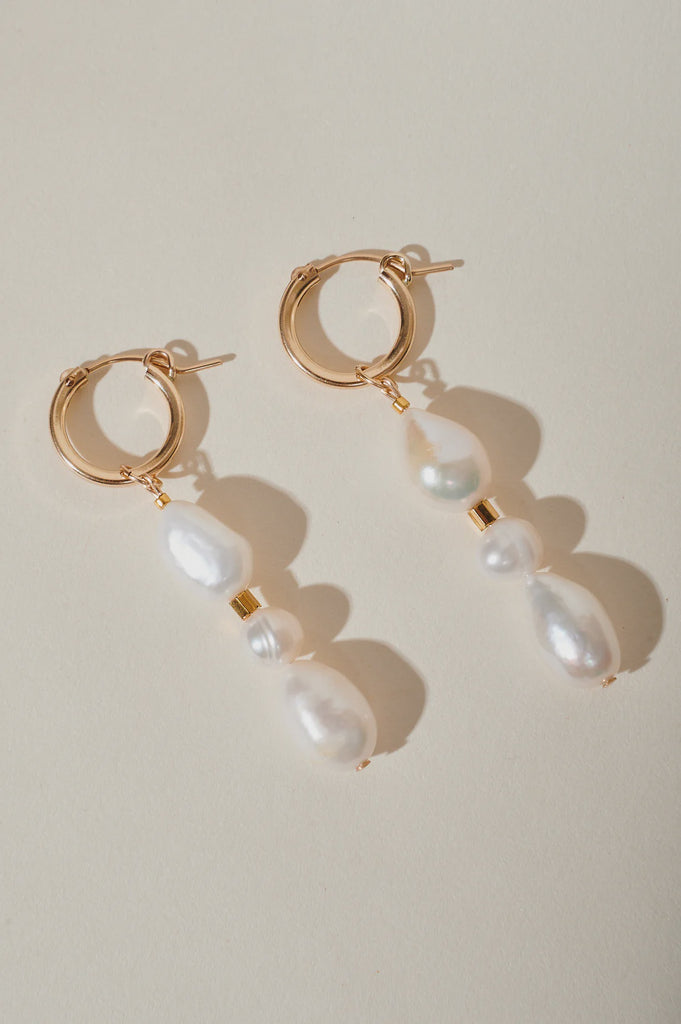 Ida Pearl Earrings-Gold