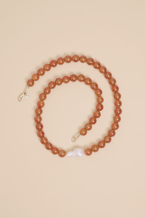 Baroque Pearl Necklace - Carnelian
