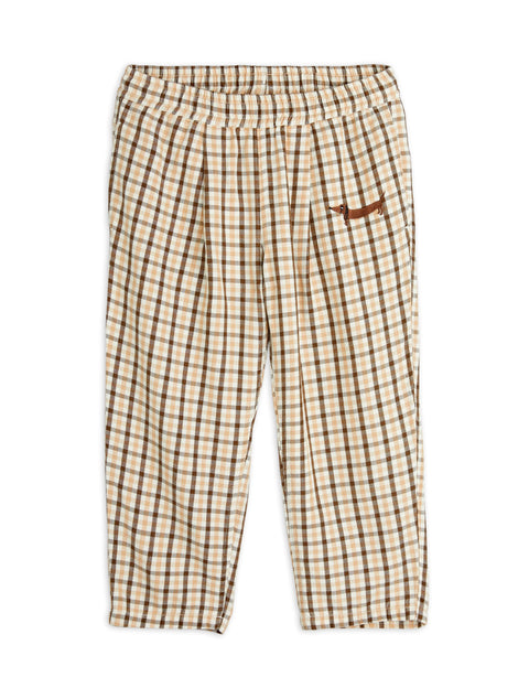 Gingham Woven Trousers - Beige