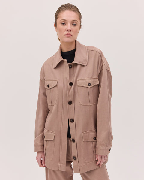 The Denim Safari Jacket - Mocha