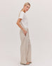 The Drawstring Tailored Pant - Oyster Stripe