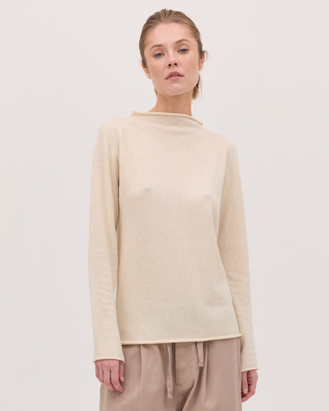 The Funnel Neck Top - Vanilla