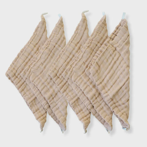 Organic Cotton Reusable Wipes - 5 Pack / Brown