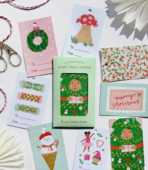 Festive Gift Tag Set - 8 Christmas Tags