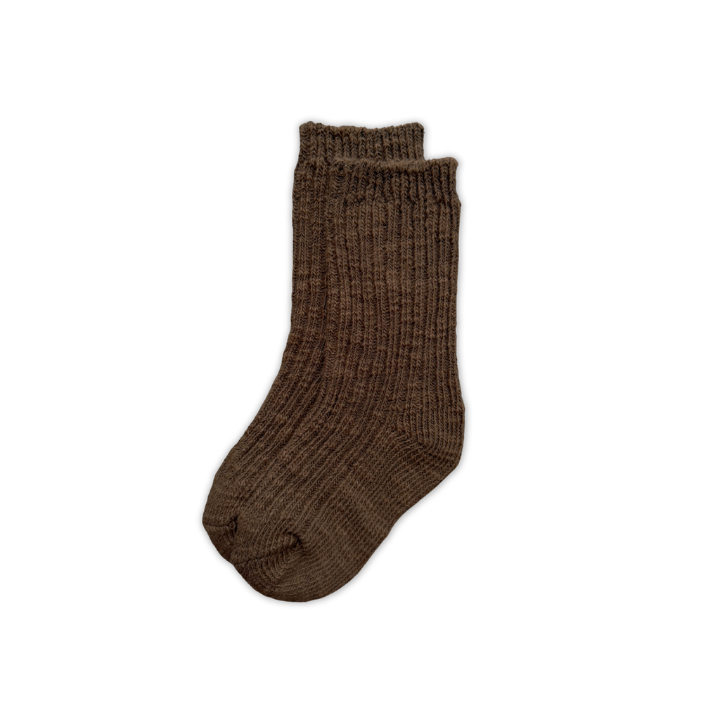 Cotton Slub Chunky Rib Socks - Espresso