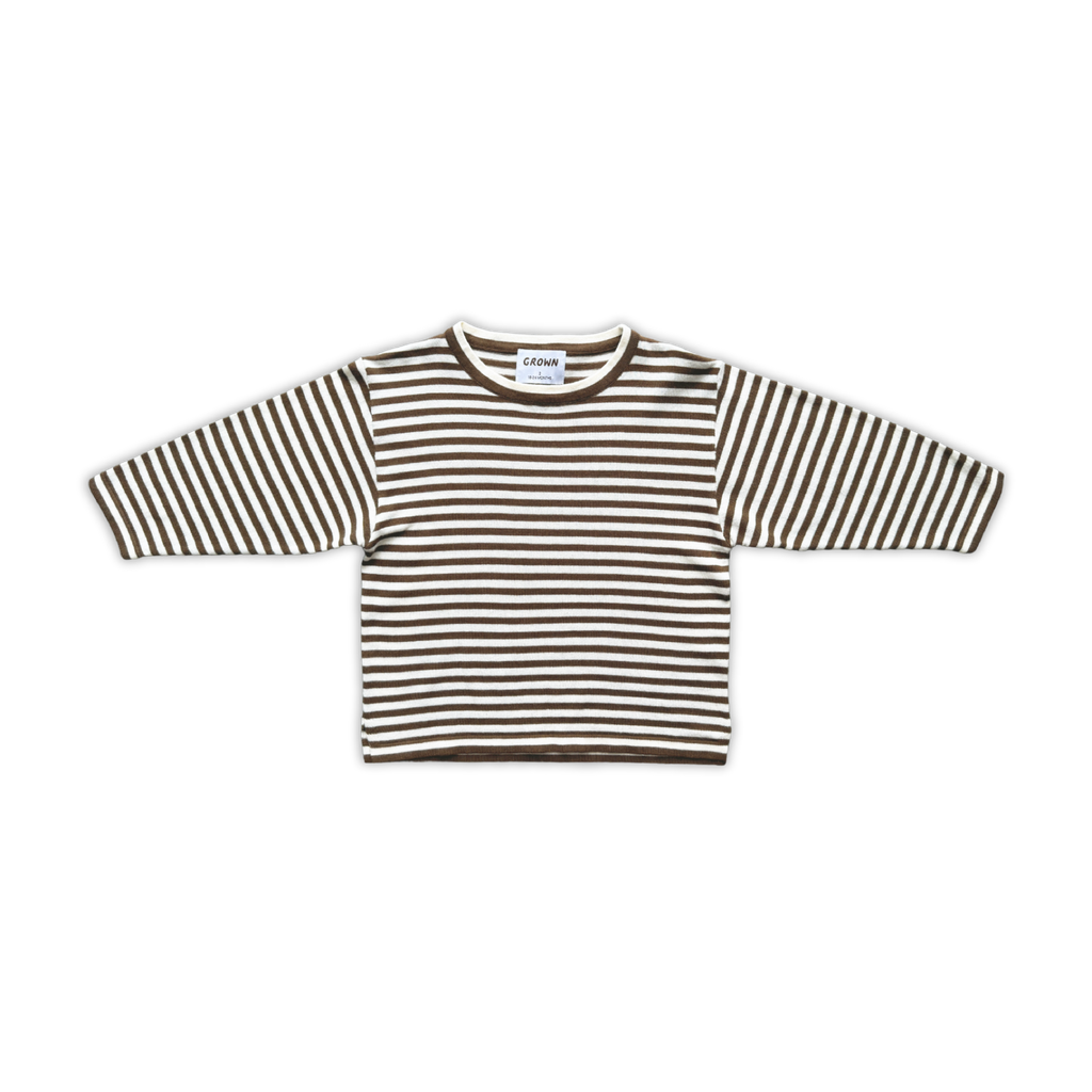 Essential Stripe Long Sleeve Knit Tee - Espresso