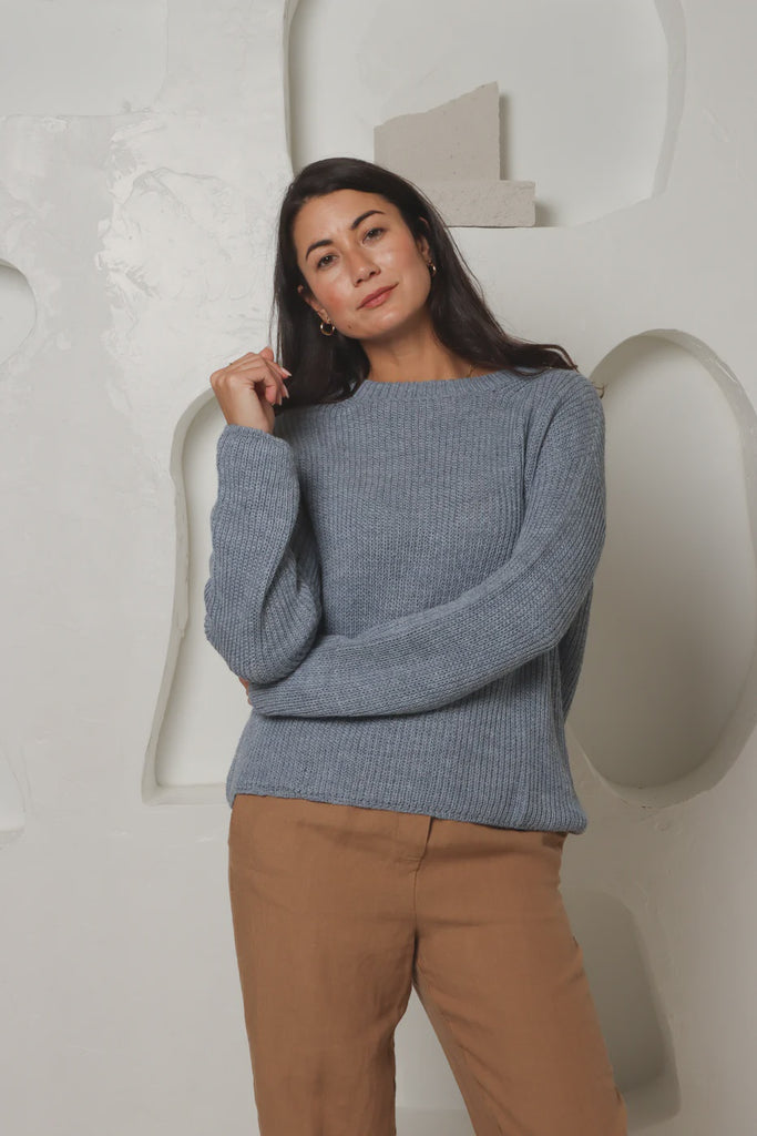 Hand Knit Style Jumper - Sky