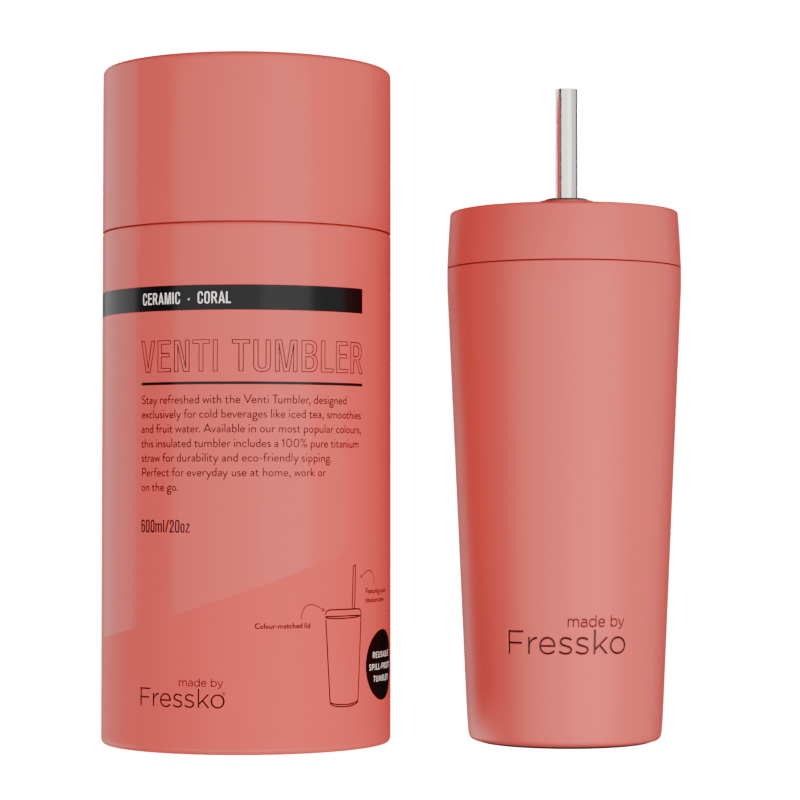 Ceramic Venti Tumbler 600ml - Coral