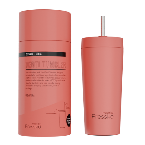 Ceramic Venti Tumbler 600ml - Coral