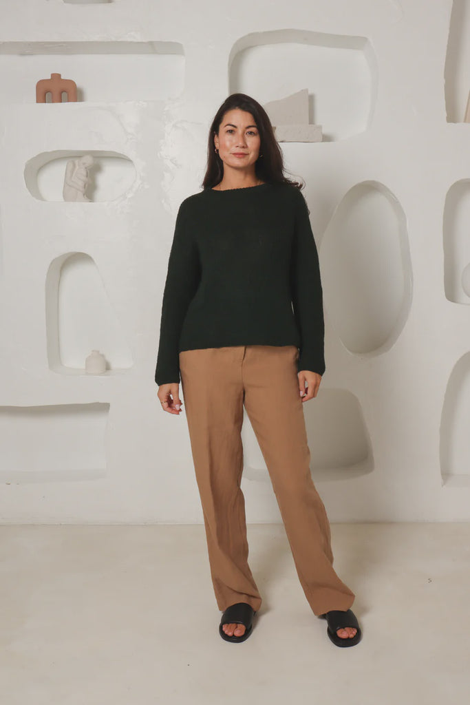 Hand Knit Style Jumper - Forest
