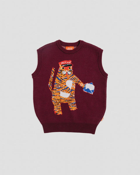 Jacquard Knit Vest - Tiger the Postie