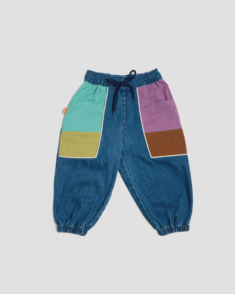 Denim Barrel Pants - Colour Block