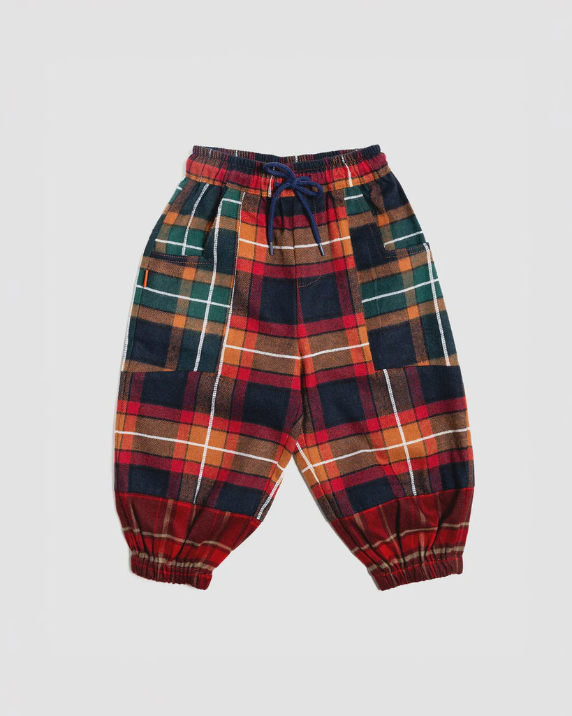 Patched Barrel Pants - Tartan