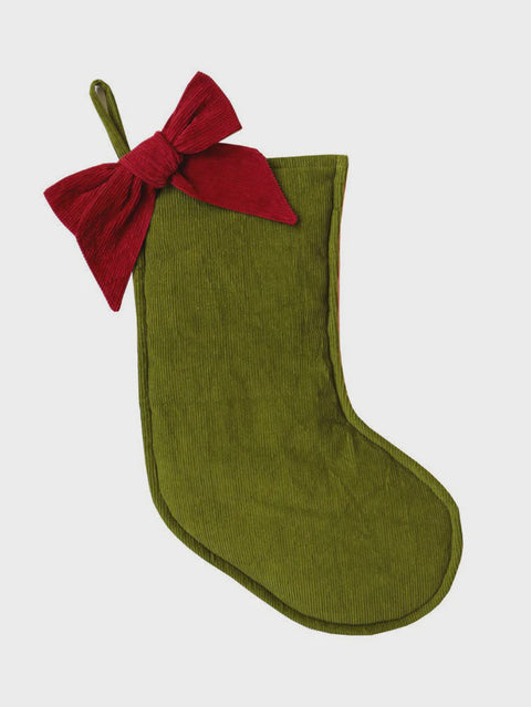 Olive/Peach Corduroy Stocking