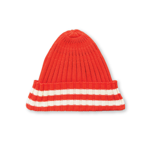 Striped Pixie Beanie - Tomato