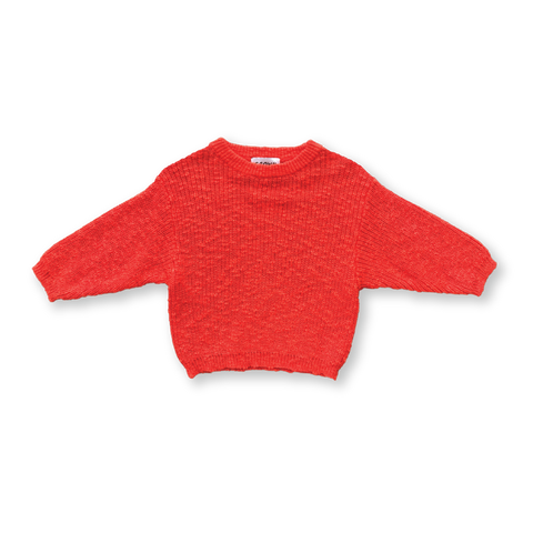 Chunky Rib Organic Pull Over - Tomato