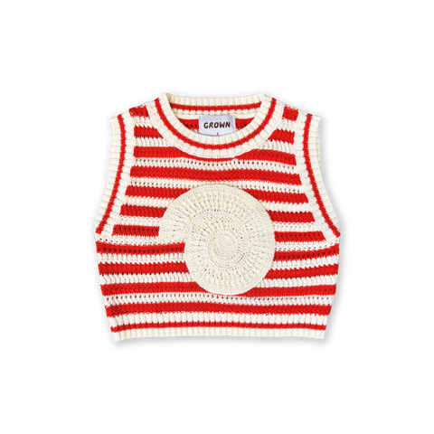 Crochet Shell Vest - Chilli