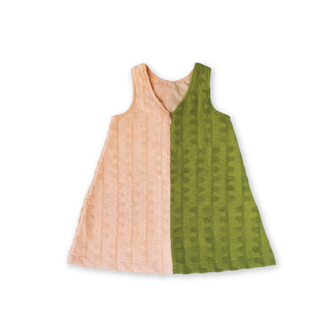 Terry Flow Dress - Leaf & Peachy