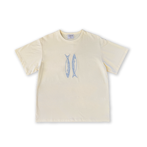 Sardine Embroidered Tee / Adults - Milk