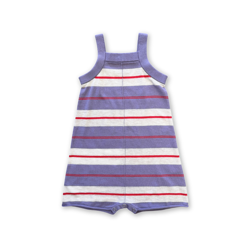 Knitted Club Stripe Romper - Mauve