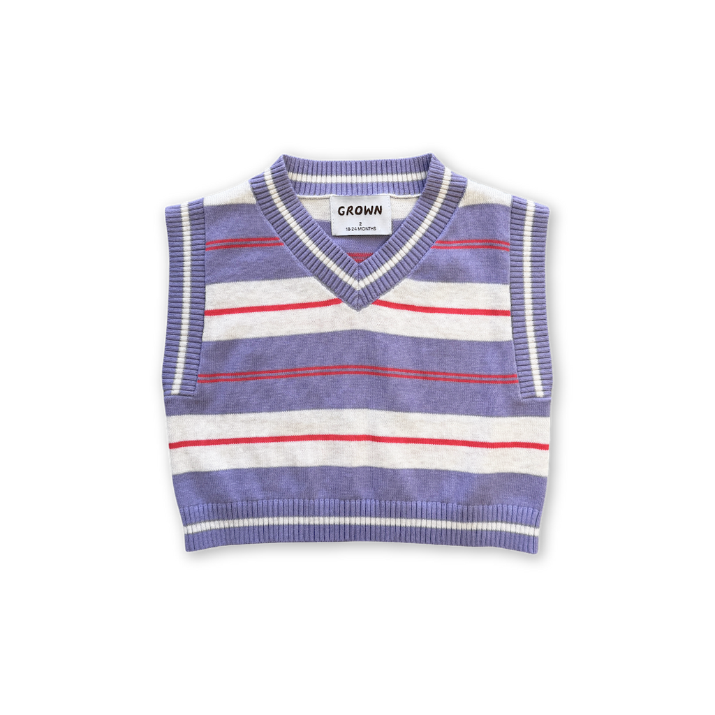 Knitted Club Stripe Top - Mauve