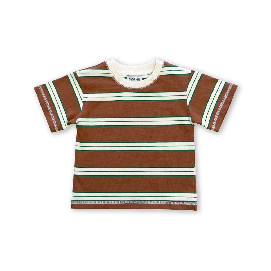 Cotton Sports Stripe Tee - Acorn