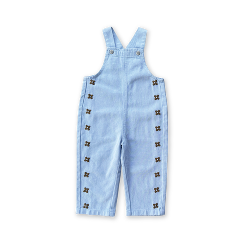 Posy Embroidery Overalls - Ice