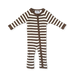 Rib Stripe Knit Zip Jumpsuit - Espresson & Mik