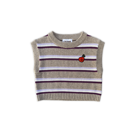 Stripe Apple Knit Vest - Oatmilk