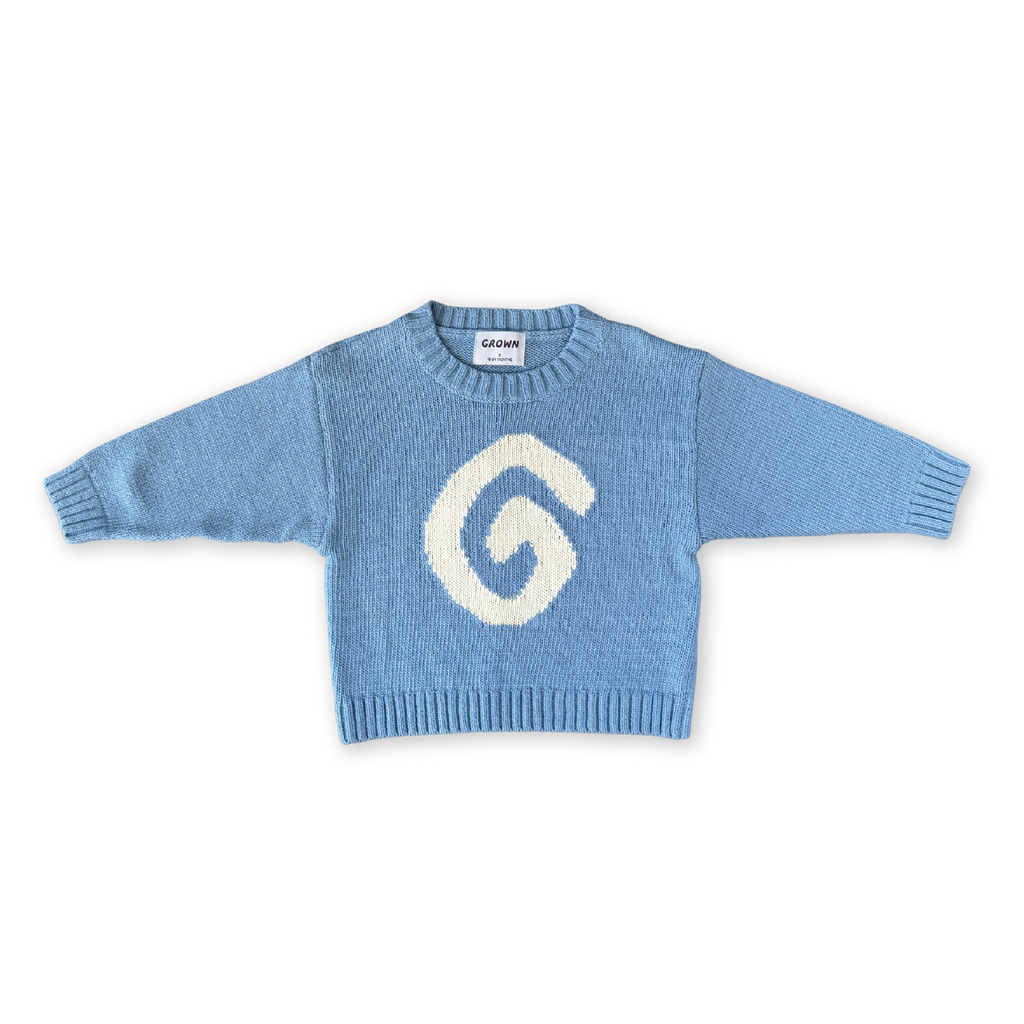 Swirl Intarsia Knit Pull Over - Duck Egg