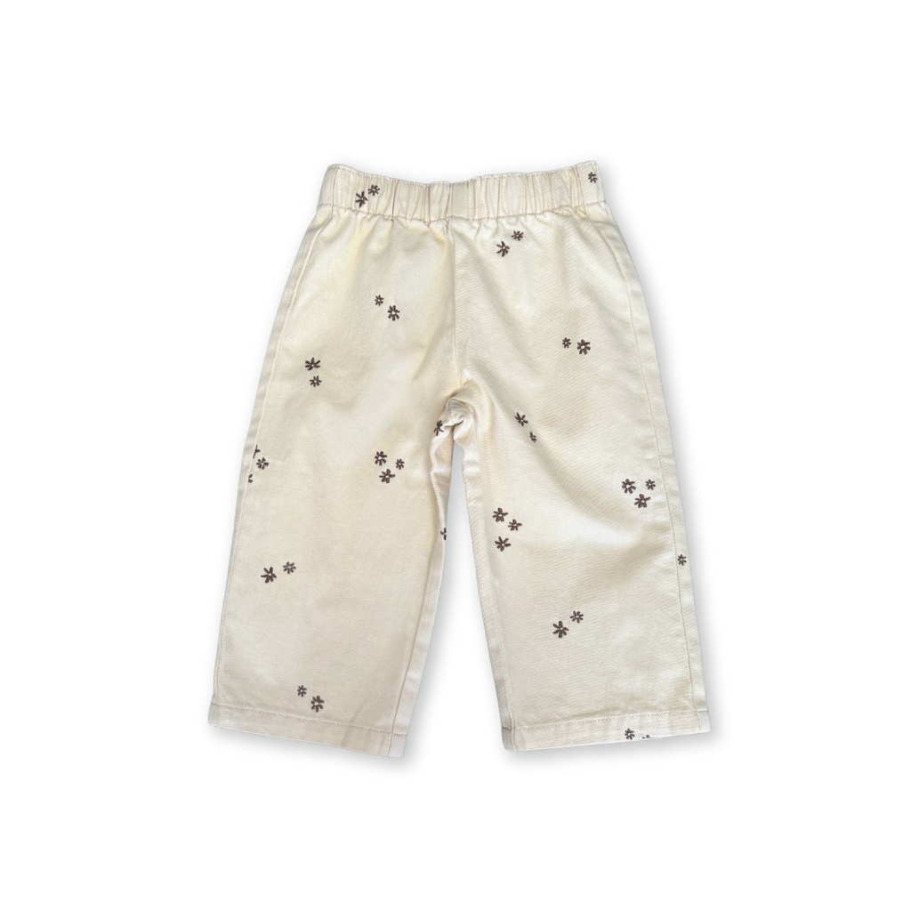 Wild Flower Embroidery Pant - Milk Denim